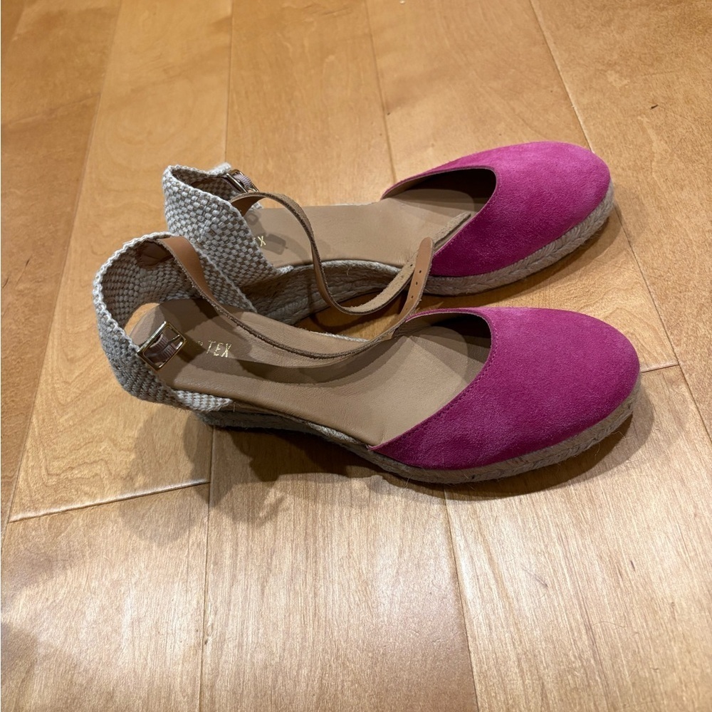 Women’s Pink Espadrille Wedge Sandals with Ankle Strap
